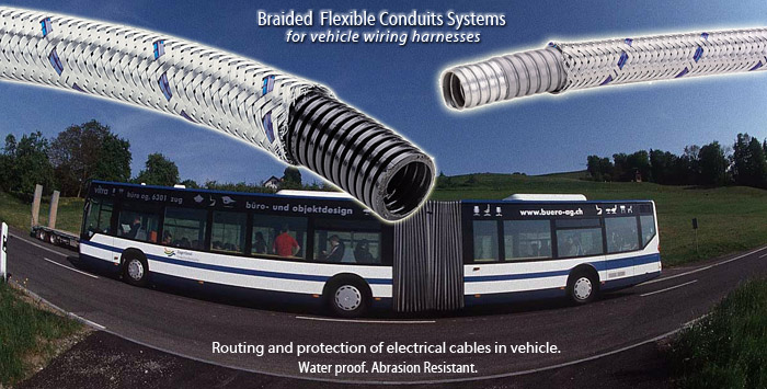 Braided Flexible Conduits systems for use on vehicle wiring harnesses