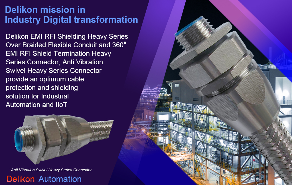 Delikon EMI RFI Shielding Heavy Series Over Braided Flexible Conduit and EMI RFI Shield Termination Heavy Series Connector, Anti Vibration Swivel Heavy Series Connector have played a crucial role in protecting cables and wires for the oil and gas sector, enabling companies to optimize operations, reduce downtime, and enhance productivity.
