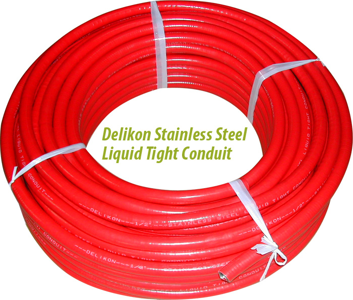 Delikon Stainless Steel Red Liquid Tight Conduit