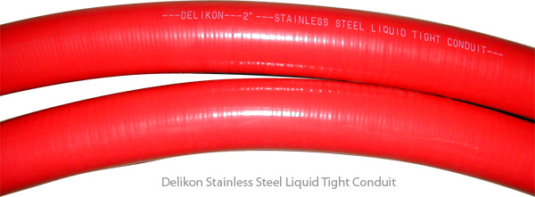 For corrosive applications, please use Delikon stainless steel liquid tight connector with Delikon Stainless Steel Liquid Tight Conduit